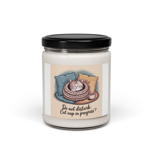 Cat Nap Soy Candle (9oz) — "Do Not Disturb: Cat Nap in Progress" Scented Jar Candle