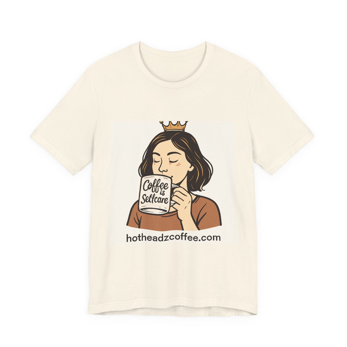Coffee Selfcare T‑Shirt — Cute Woman Sipping Coffee Graphic Tee