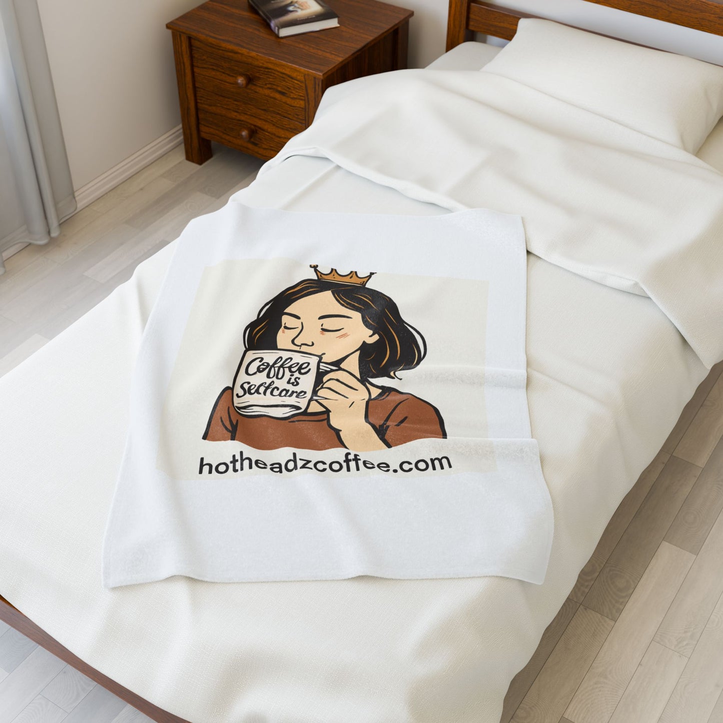 Velveteen Blanket — "Coffee Is Selfcare" Cozy Throw for Coffee Lovers