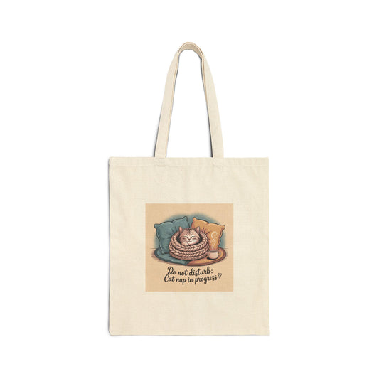 Canvas Tote — "Do Not Disturb: Cat Nap in Progress" Cute Cat Nap Shopper Bag