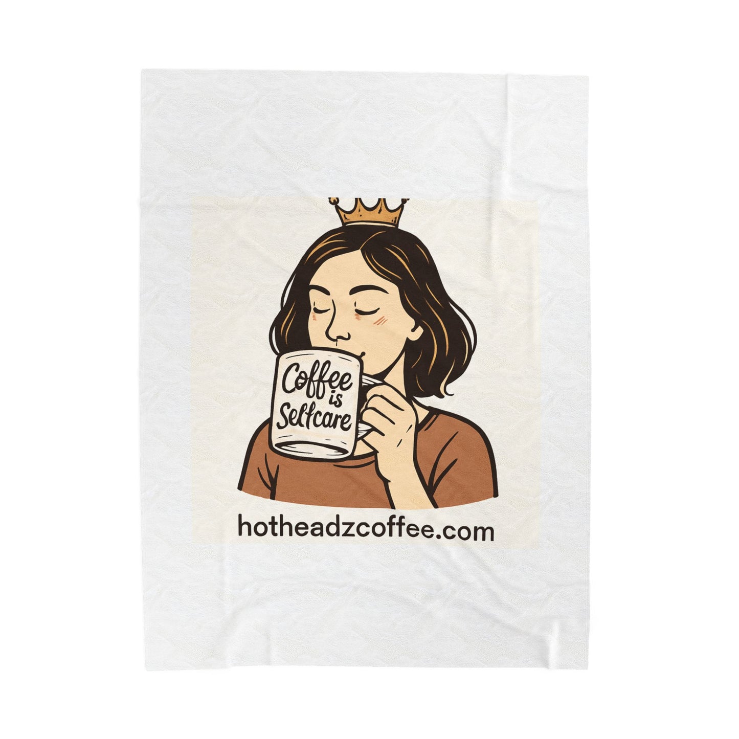 Velveteen Blanket — "Coffee Is Selfcare" Cozy Throw for Coffee Lovers