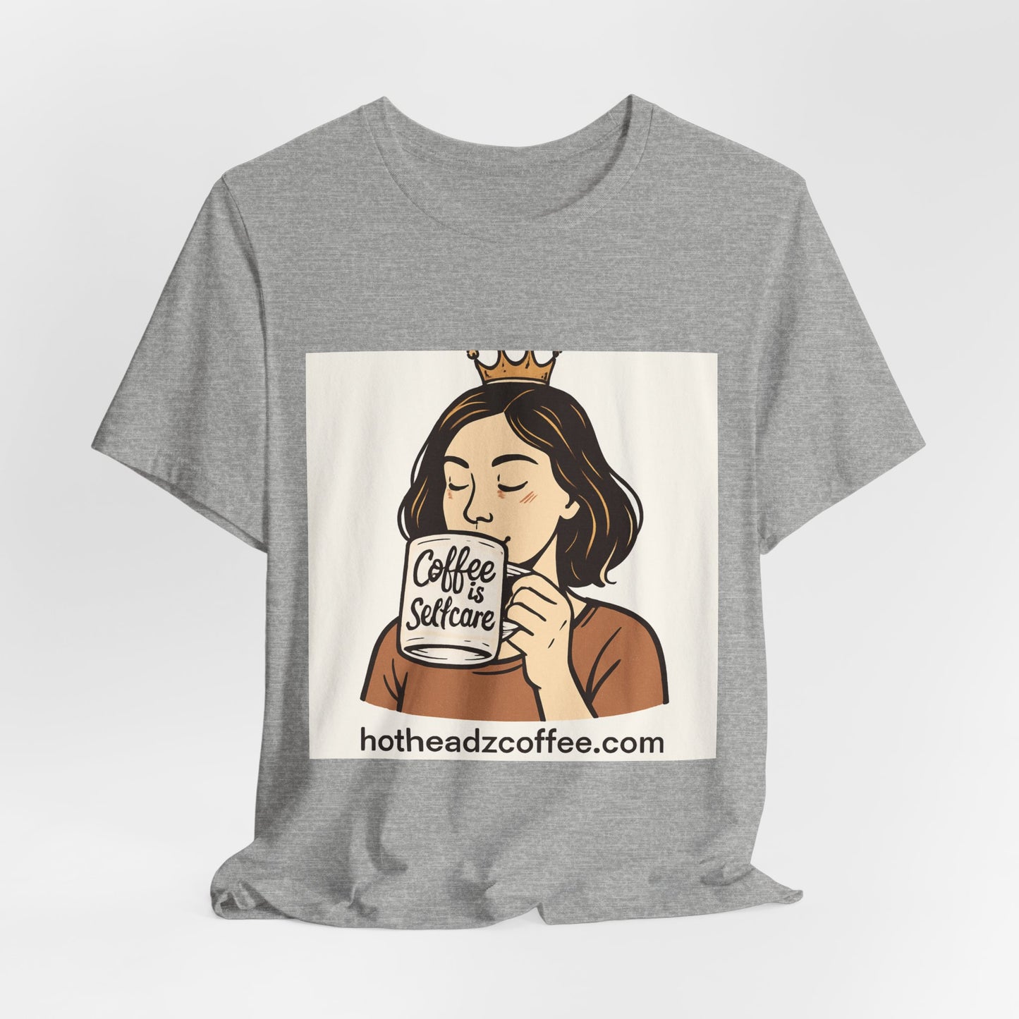 Coffee Selfcare T‑Shirt — Cute Woman Sipping Coffee Graphic Tee
