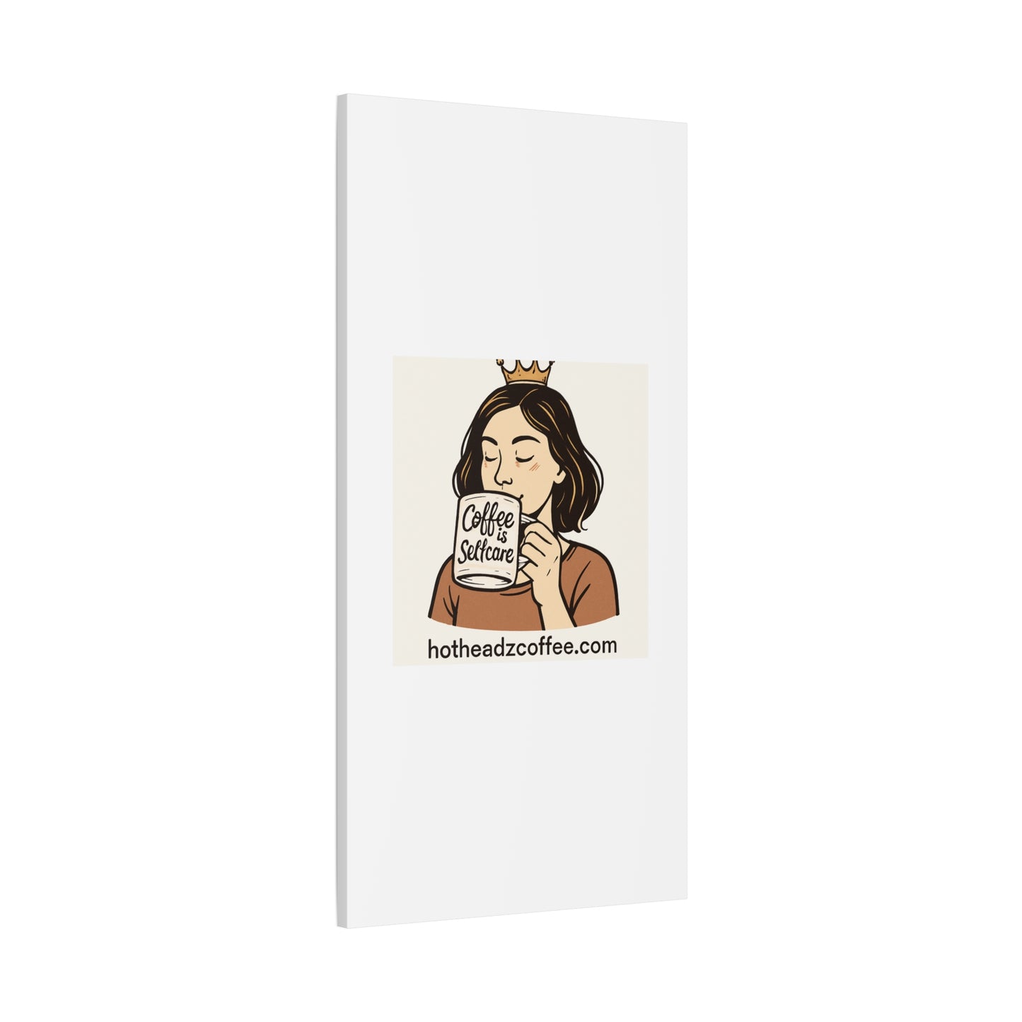 Coffee Is Self-Care Canvas Wall Art — Woman Drinking Coffee Illustration