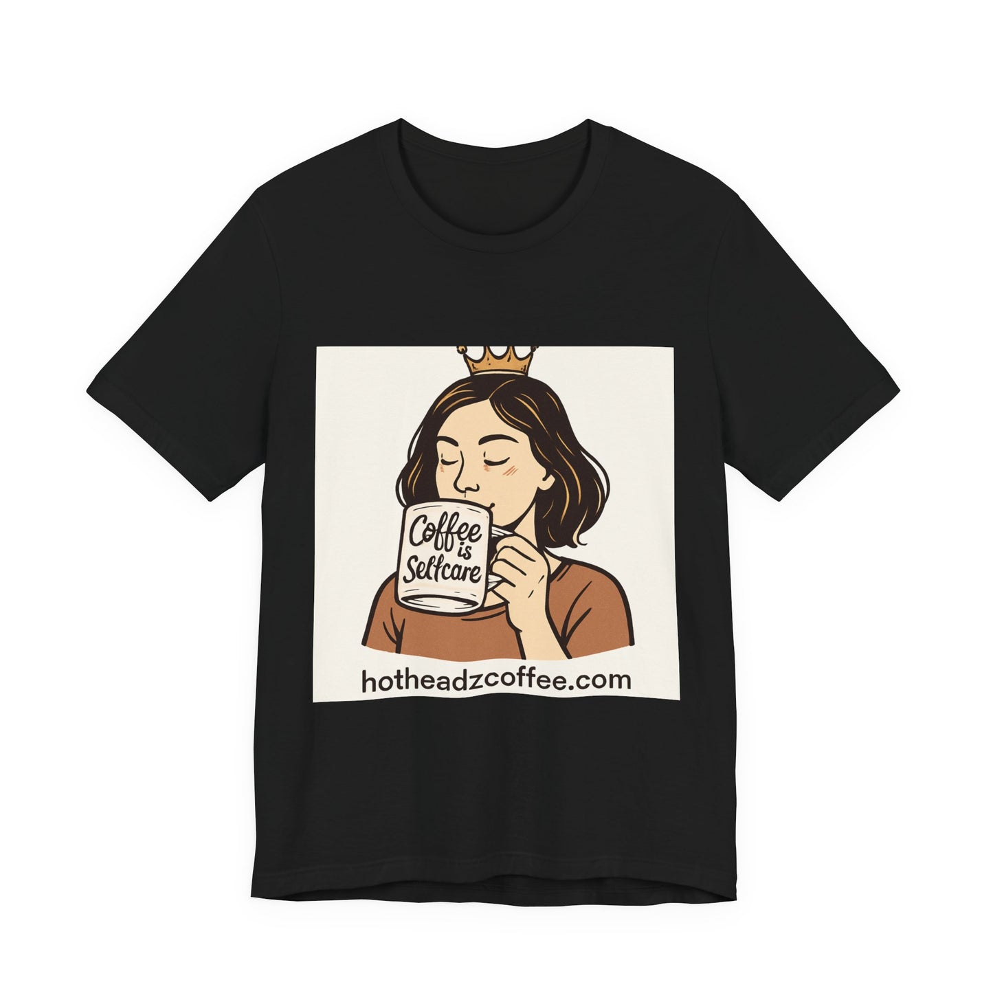 Coffee Selfcare T‑Shirt — Cute Woman Sipping Coffee Graphic Tee