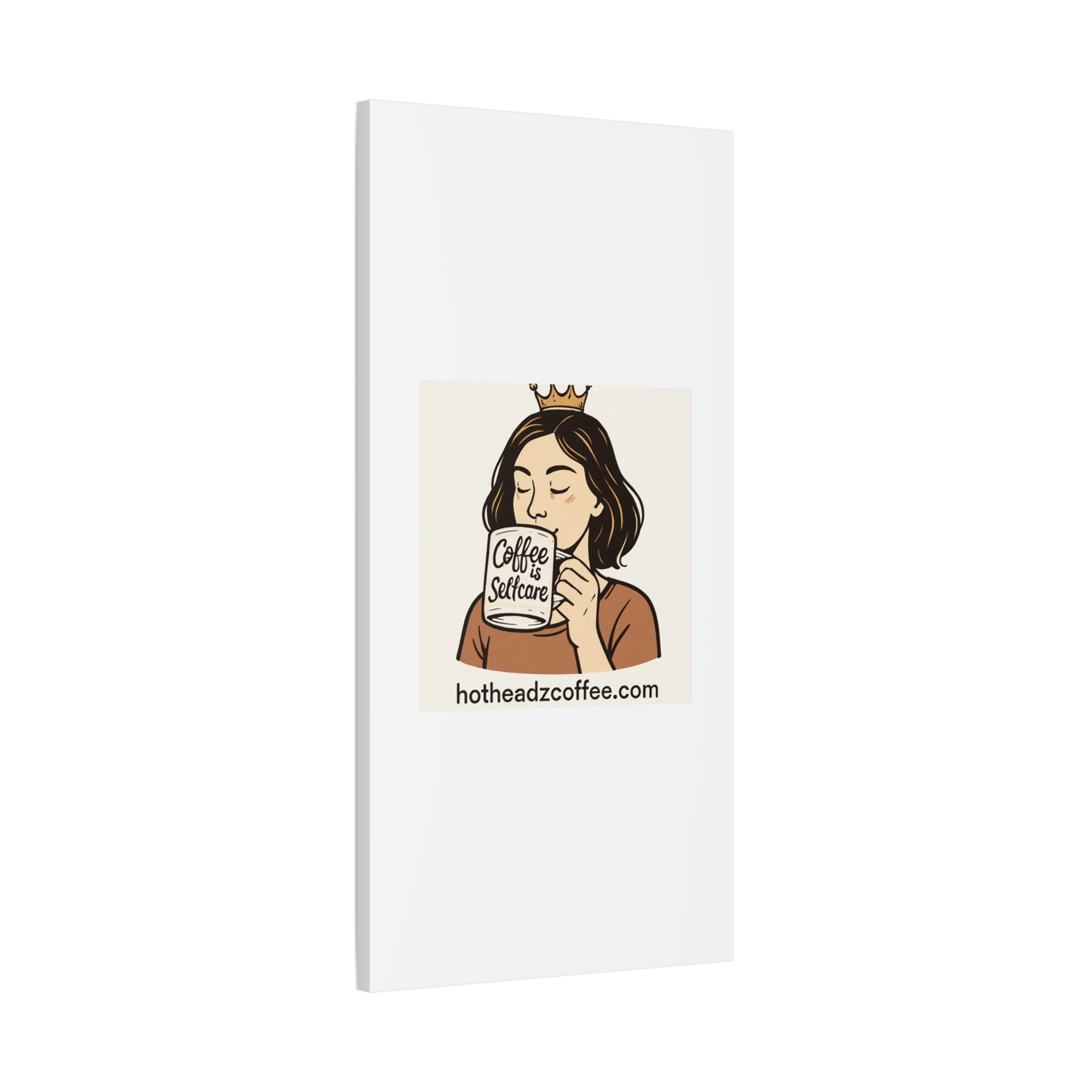 Coffee Is Self-Care Canvas Wall Art — Woman Drinking Coffee Illustration
