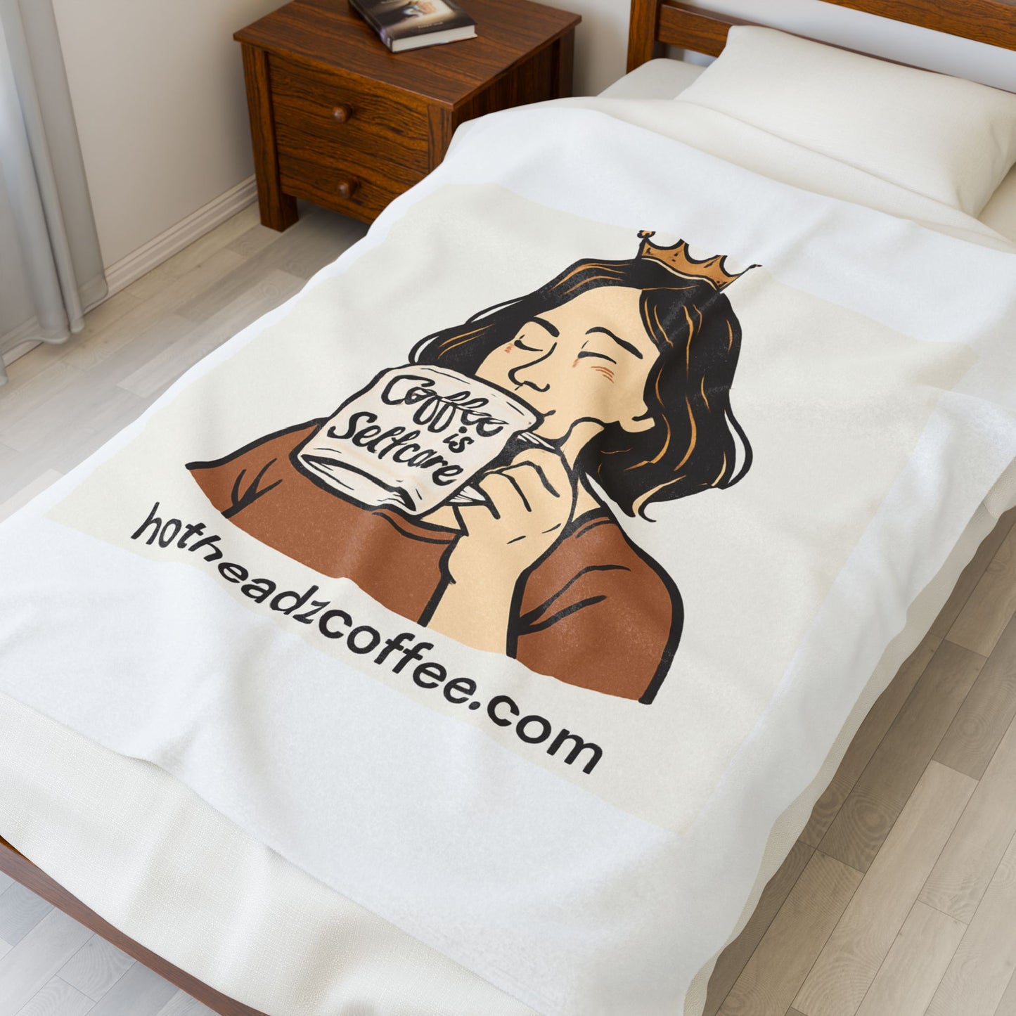 Velveteen Blanket — "Coffee Is Selfcare" Cozy Throw for Coffee Lovers