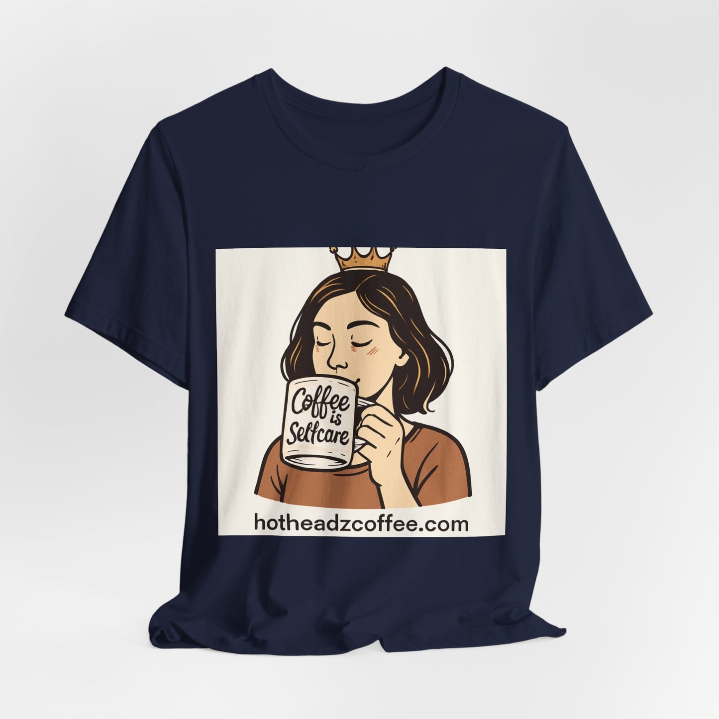 Coffee Selfcare T‑Shirt — Cute Woman Sipping Coffee Graphic Tee