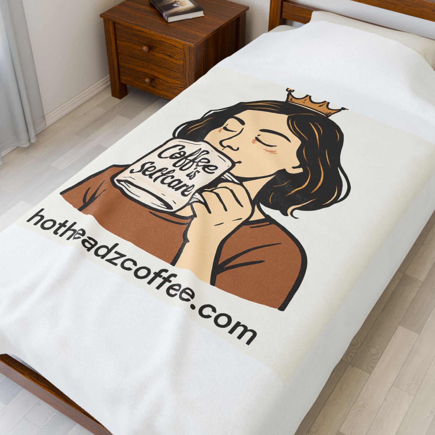 Velveteen Blanket — "Coffee Is Selfcare" Cozy Throw for Coffee Lovers