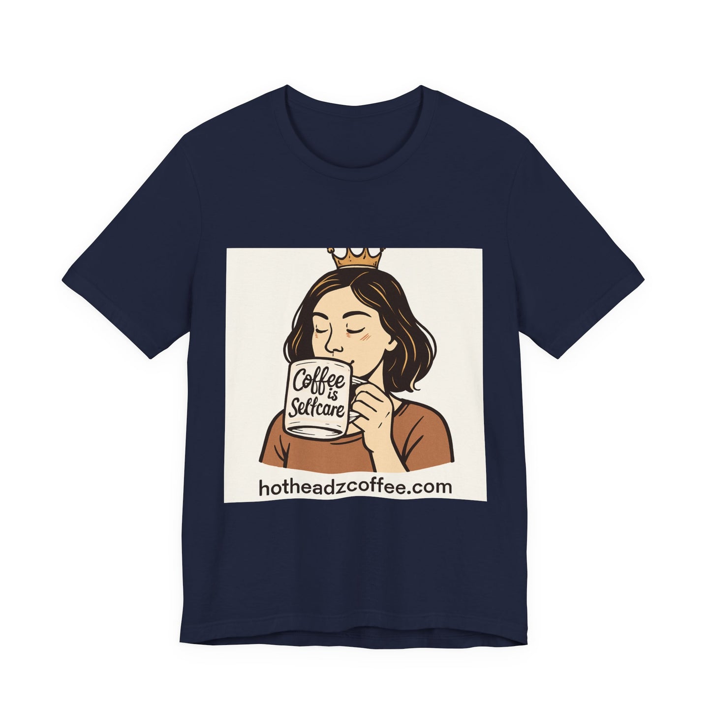 Coffee Selfcare T‑Shirt — Cute Woman Sipping Coffee Graphic Tee