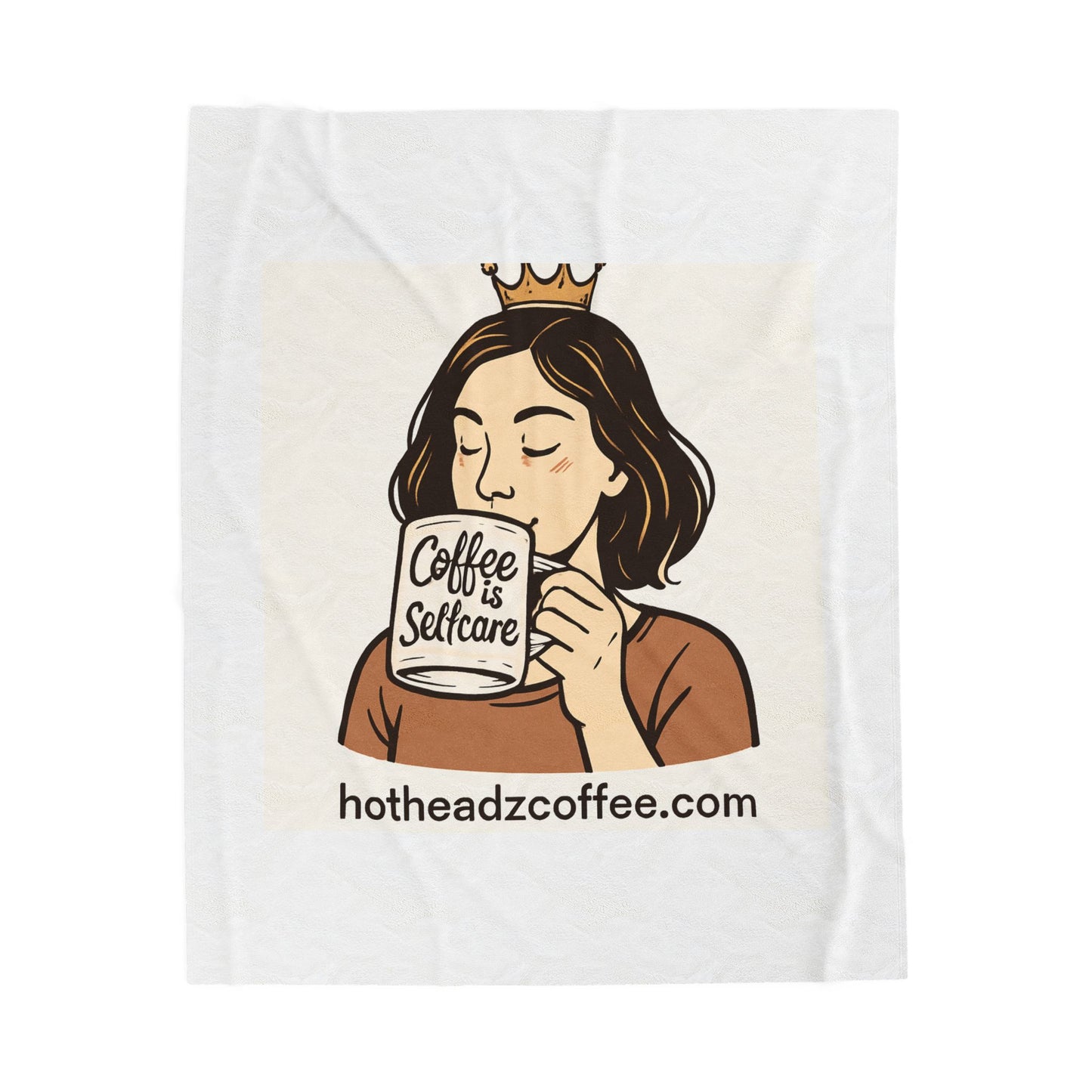 Velveteen Blanket — "Coffee Is Selfcare" Cozy Throw for Coffee Lovers